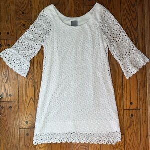 RABBIT RABBIT RABBIT White Crochet Lace Dress Boho Cottagecore 14